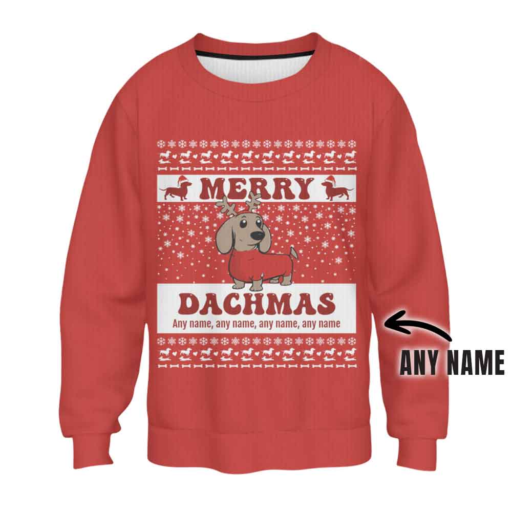 Personalise Merry Dachmas Weindeer Ugly Christmas Jumper